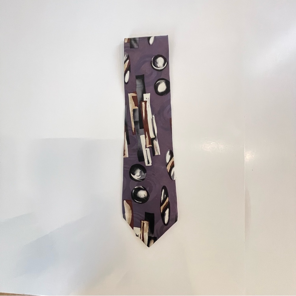 Men's Patterned Purple Silk-Blend Tie